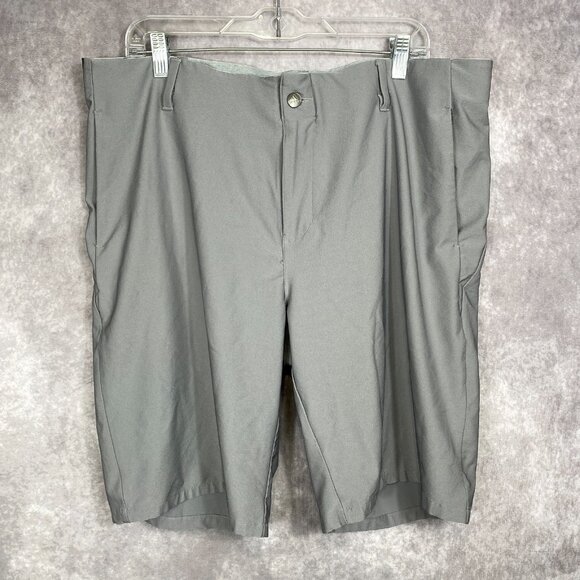 Adidas Shorts Mens 38 Gray 3 Stripe Elastic Waistband Coach Golf Outdoors Sports - Picture 1 of 8